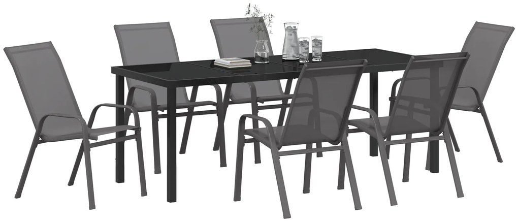 vidaXL Σετ κήπου 7 κομματιών σε γκρι χρώμα από τεξτιλέν και ατσάλι