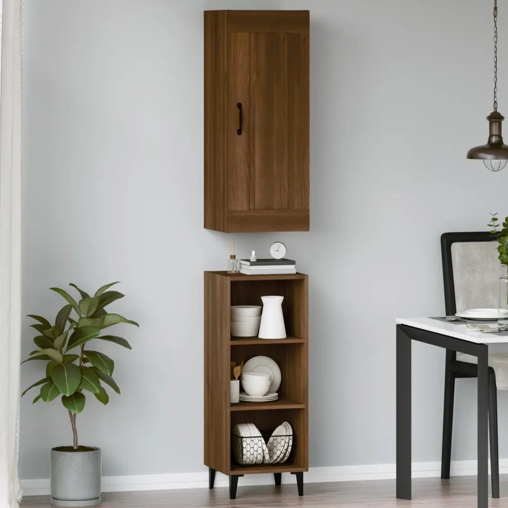 vidaXL Ντουλάπι Καφέ Δρυς 35 x 34 x 180 εκ. από Επεξεργασμένο Ξύλο