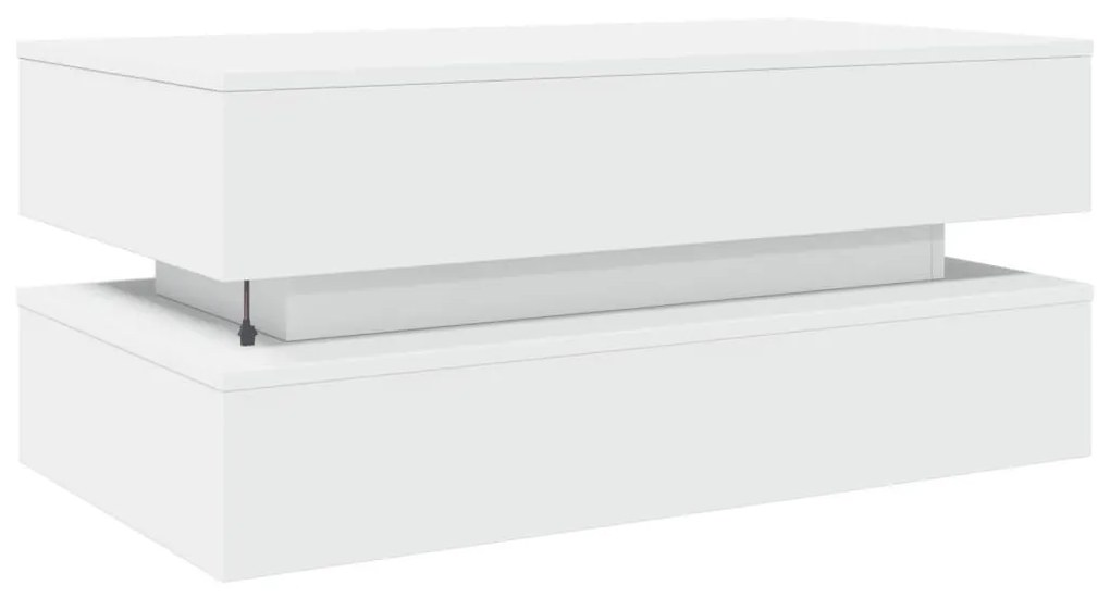 Τραπεζάκι Σαλονιού με LED Λευκό 90 x 50 x 40 εκ. - Λευκό