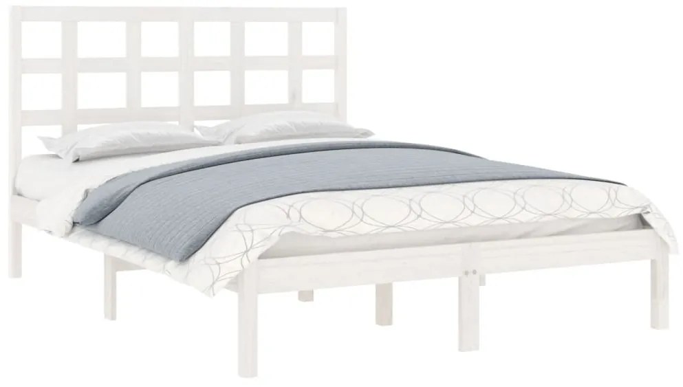 vidaXL Πλαίσιο Κρεβατιού Λευκό 120x190 εκ. Μασίφ Ξύλο Small Double