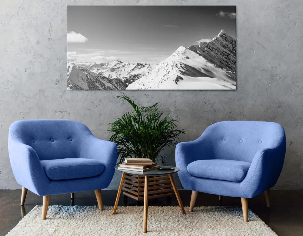 Εικόνα χιονισμένα βουνά σε μαύρο και άσπρο - 100x50