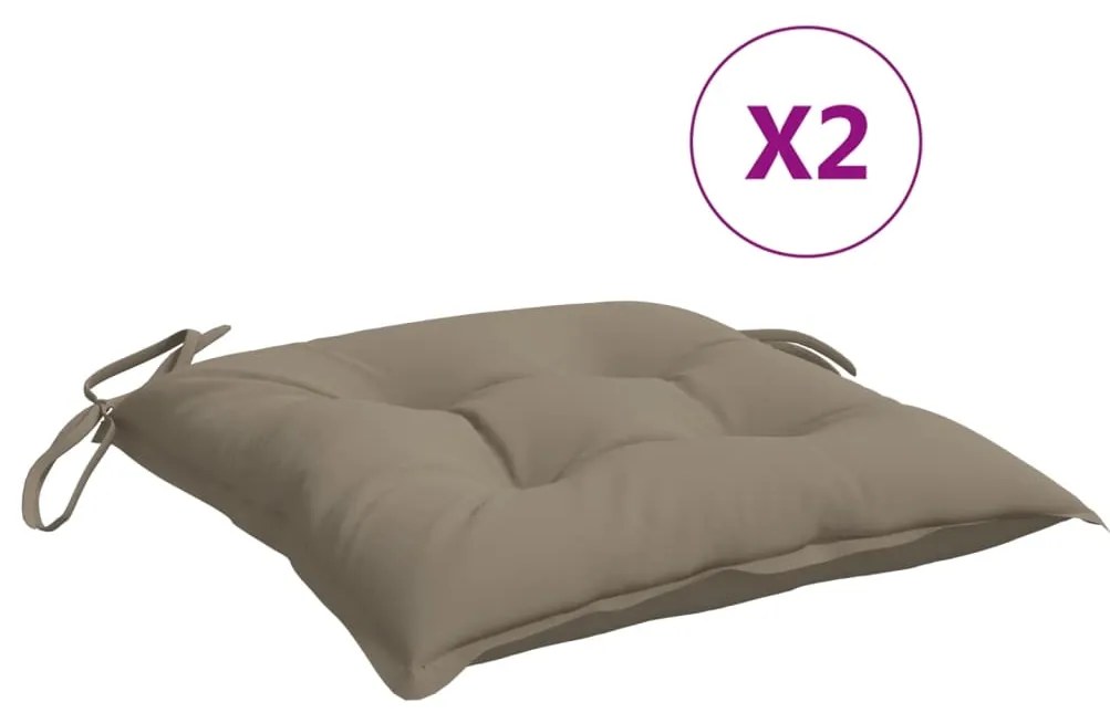 vidaXL Μαξιλάρια Καρέκλας Κήπου 2 τεμ. Taupe 40x40x7 εκ. Υφασμάτινα