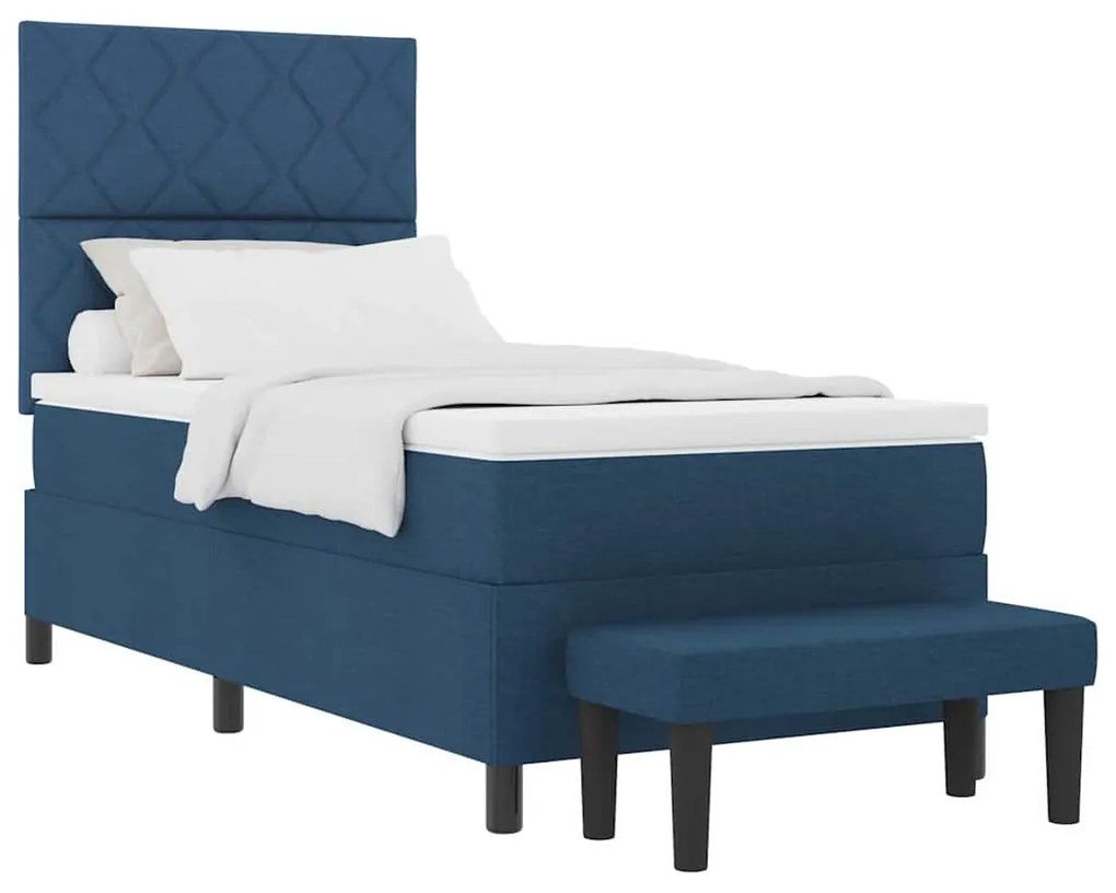 vidaXL Κρεβάτι με ελατήρια με στρώμα Μπλε 90 x 200 cm ύφασμα