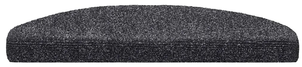 vidaXL Πατάκια Σκαλιών Αυτοκόλλητα 15 τεμ. Σκούρο Γκρι Ημίστρογγυλά Μεγάλα 65x21x4 εκ.