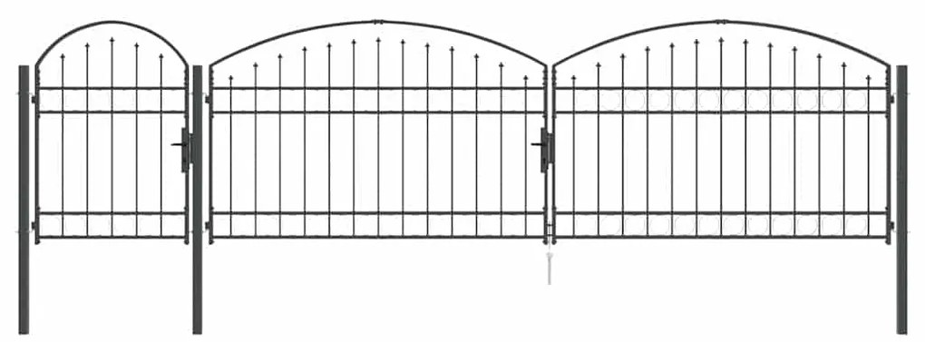 vidaXL Πύλη Κήπου με Καμπύλη Κορυφή Γκρι 500 x 75 cm Ατσάλι