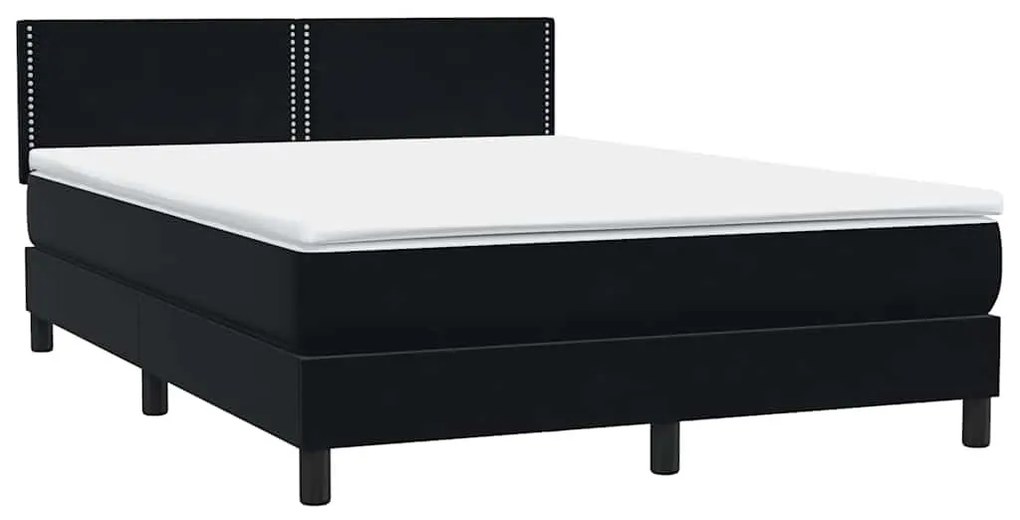 Κρεβάτι Boxspring με Στρώμα Μαύρο 1140x210 εκ. Βελούδινο - Μαύρο