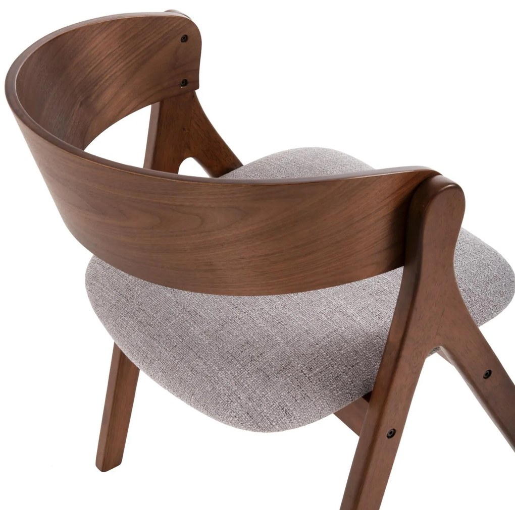 Καρέκλα NEKKER Rubberwood Καρυδί και Γκρί ύφασμα 56x55x78Yεκ. 2αδα 56x55x78 εκ.