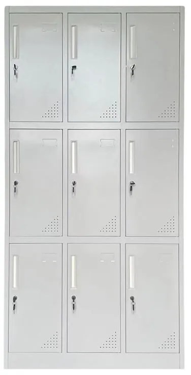 LOCKER 9 Θέσεων Μέταλλο Βαφή Ανοιχτό Γκρι Με εσωτερικά ράφια