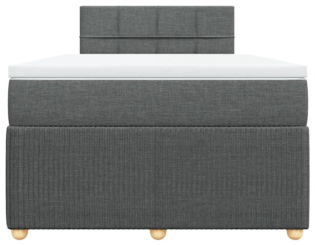 Κρεβάτι Boxspring με Στρώμα Σκούρο Γκρι 120x190 εκ Υφασμάτινο - Γκρι