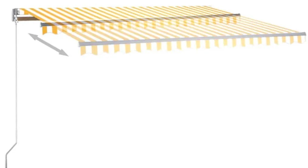 vidaXL Τέντα Αυτόματη με LED &amp; Αισθ. Ανέμου Κίτρινο/Λευκό 400x350 εκ.