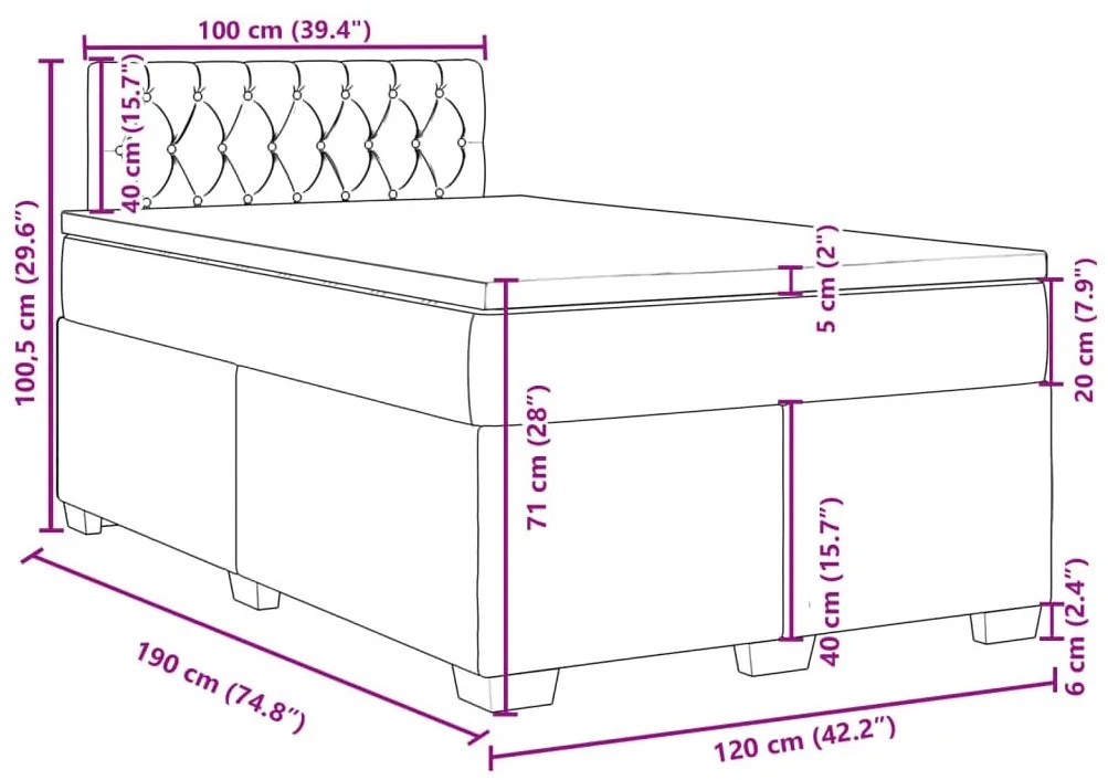 Κρεβάτι Boxspring με Στρώμα Taupe 120x190 εκ. Υφασμάτινο - Μπεζ-Γκρι