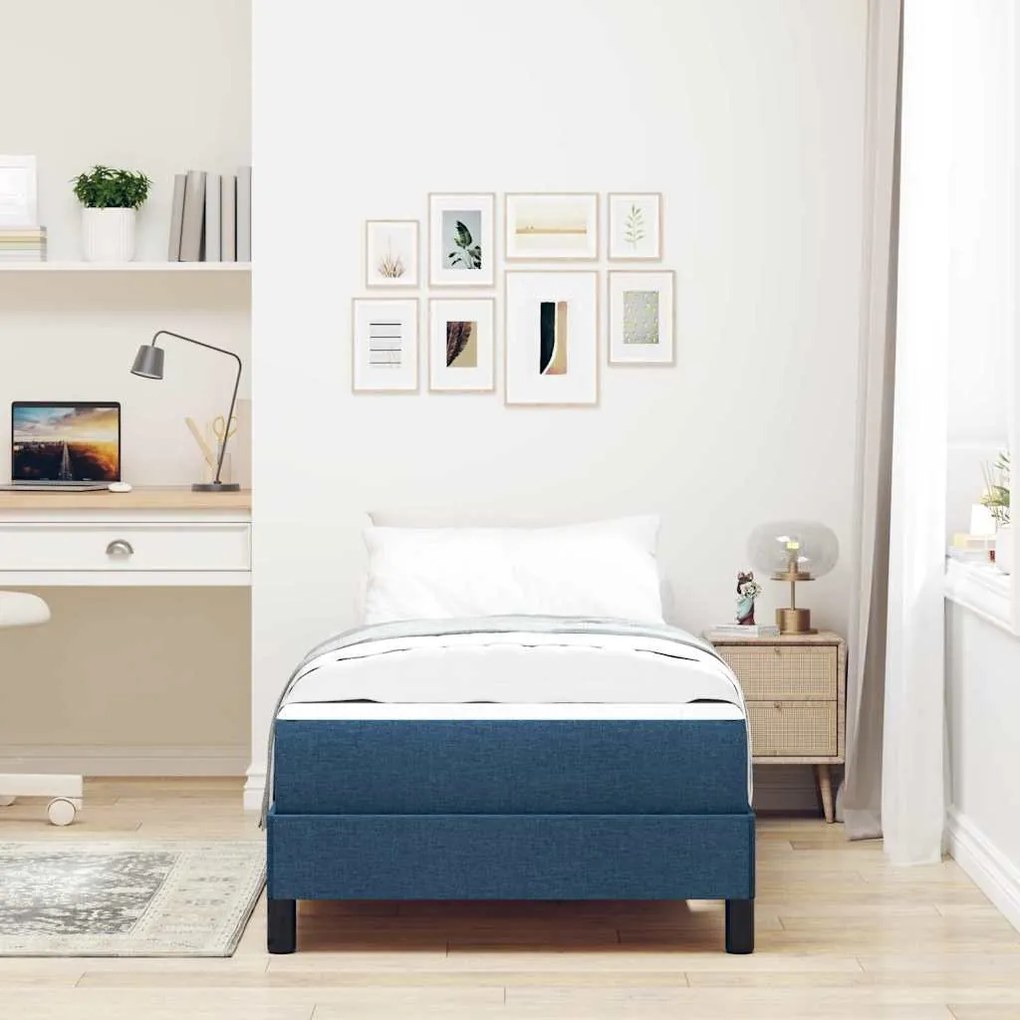 vidaXL Κρεβάτι με ελατήρια Άλλο Μπλε 90 x 190 cm ύφασμα