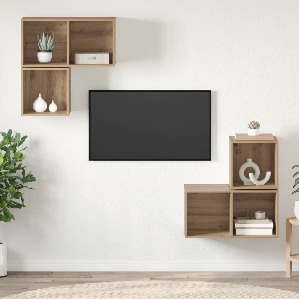 vidaXL 4 pcs artisan δρυς 37 x 37 x 72 εκ Επεξεργασμένο ξύλο