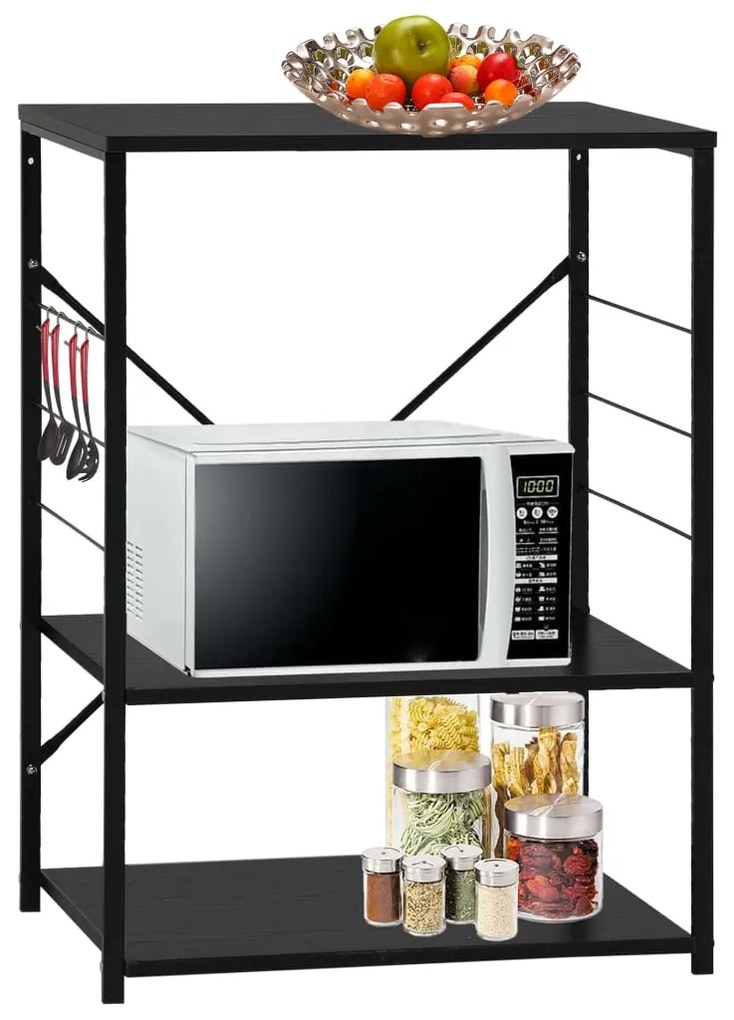 Ντουλάπι Φούρνου Μικροκυμάτων Μαύρο 60x39,6x79,5 εκ. Επεξ. Ξύλο