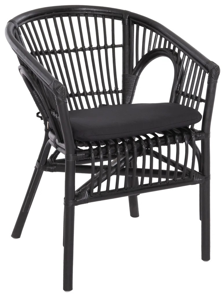 ΠΟΛΥΘΡΟΝΑ DAMPAR HM9929.03 RATTAN &amp; ΜΑΞΙΛΑΡΙ ΣΕ ΜΑΥΡΟ 58x63x79Υεκ.