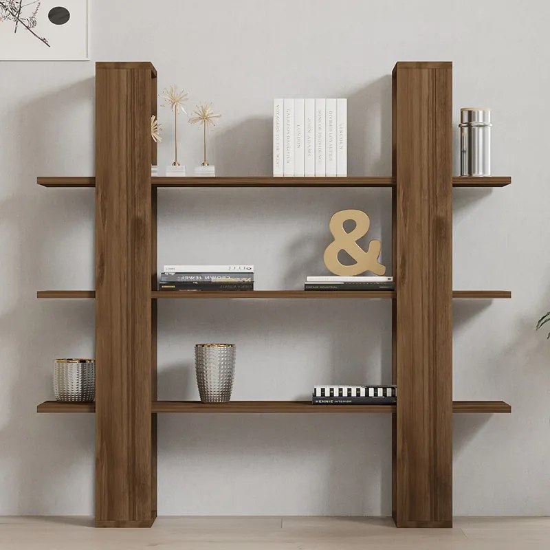 Βιβλιοθήκη Yotek pakoworld σε καρυδί απόχρωση 120x23x120εκ (1 τεμάχια)