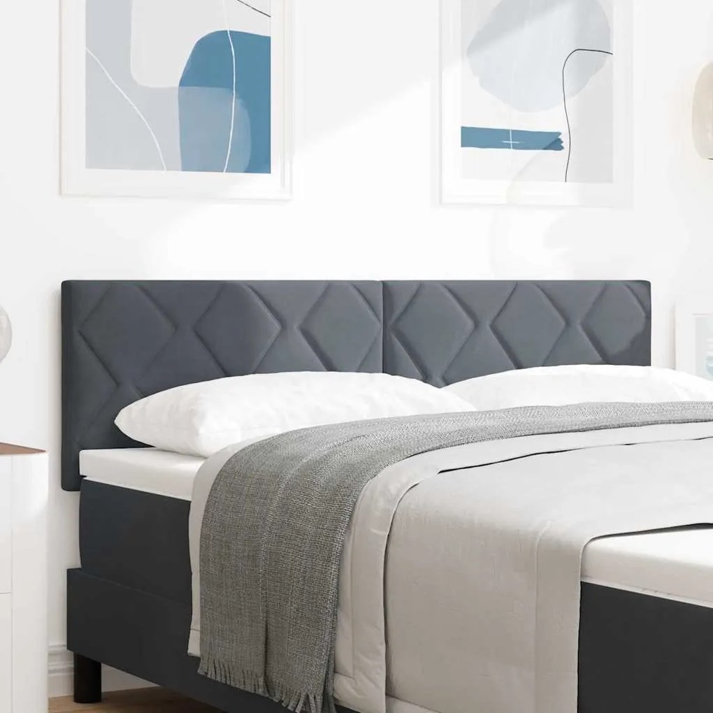 vidaXL LED Κεφαλάρι με φώτα λωρίδας LED Σκούρο γκρι 144 cm Βελούδο
