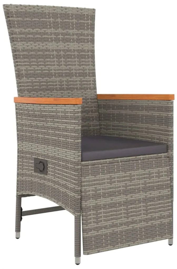 vidaXL Σετ Τραπεζαρίας Κήπου 9 τεμ. Γκρι Συνθ. Ρατάν με Μαξιλάρια