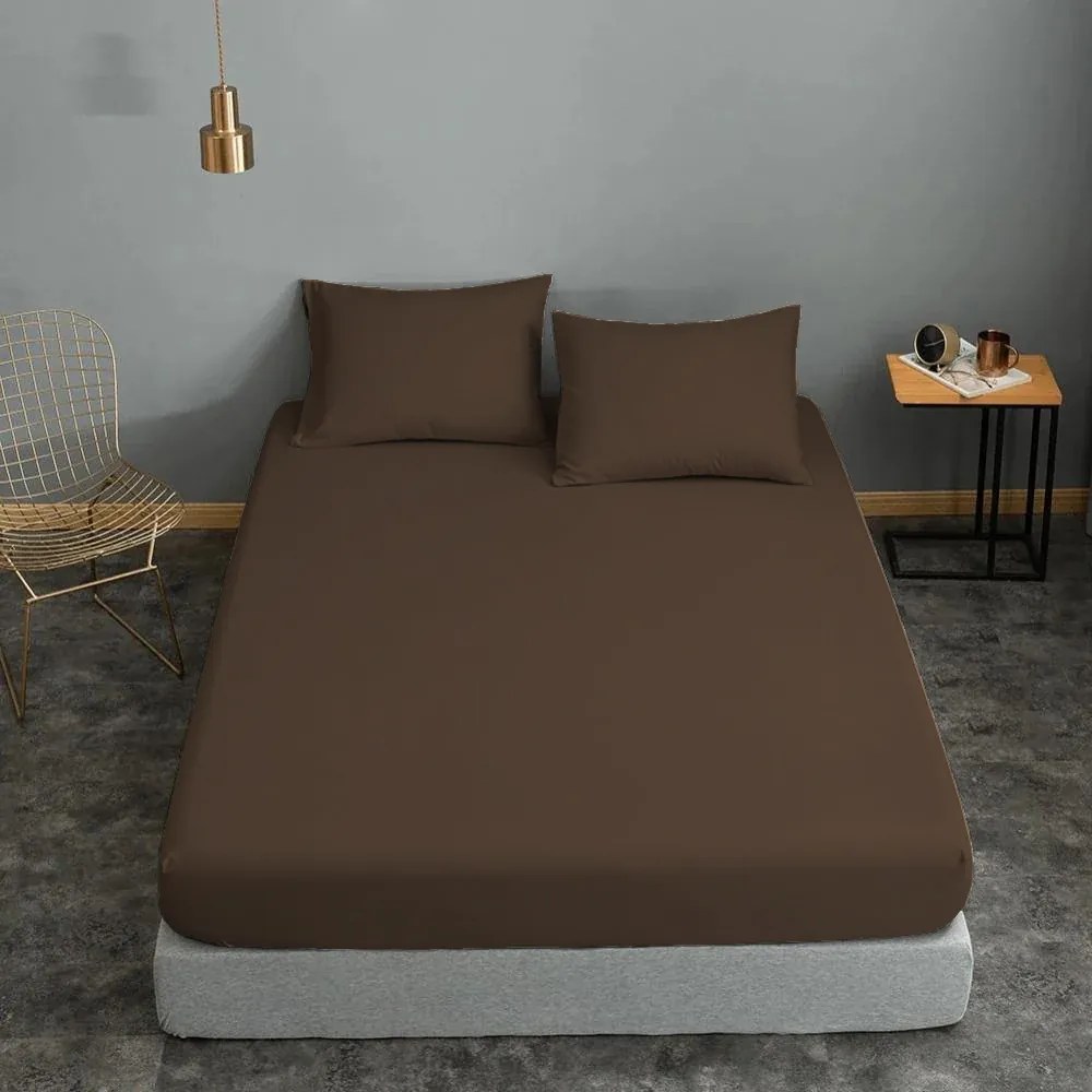 Σεντόνι Μεμονωμένο Polycotton Μονό 160x240εκ. Brown Komvos Home 7002171-56