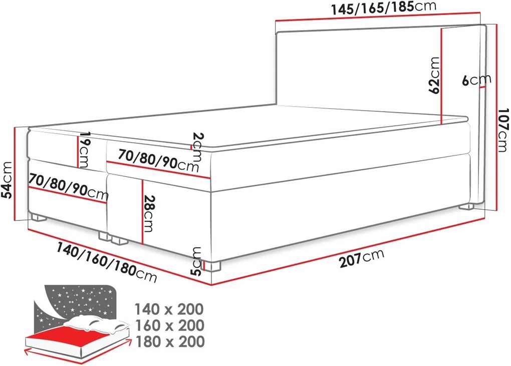 Επενδυμένο κρεβάτι Simple-Gkri Anoixto-140 x 200