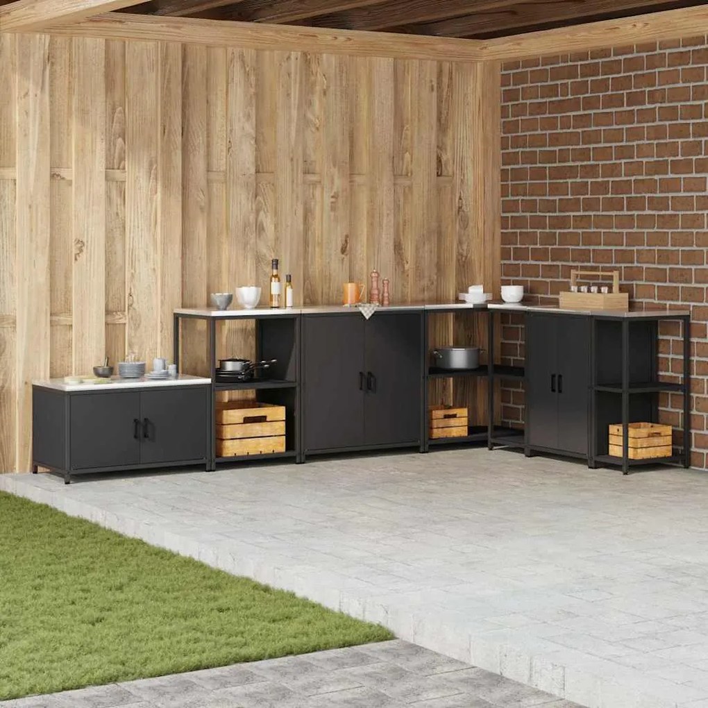 vidaXL Ντουλάπα Αποθήκευσης Κουζίνας Μαύρο 60 x 50 x 92 εκ. Ατσάλι
