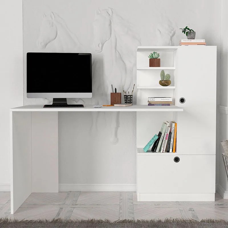 ΓΡΑΦΕΙΟ ΕΡΓΑΣΙΑΣ MERINO MEGAPAP ΧΡΩΜΑ ΛΕΥΚΟ 149,5X61,8X120ΕΚ.
