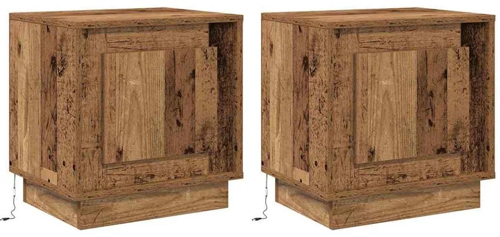 vidaXL Κομοδίνο 2 pcs Παλαιό ξύλο 44 x 34.5 x 45 εκ Επεξεργασμένο ξύλο