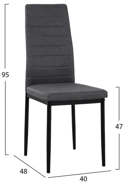 ΣΕΤ 5ΤΜΧ ΤΡΑΠΕΖΙ SONAMA & ΚΑΡΕΚΛΕΣ ΜΕΤΑΛΛΙΚΕΣ LADY ΓΚΡΙ ΥΦΑΣΜΑ ΜΑΥΡΟ HM11027.10 120x70x76.5 cm