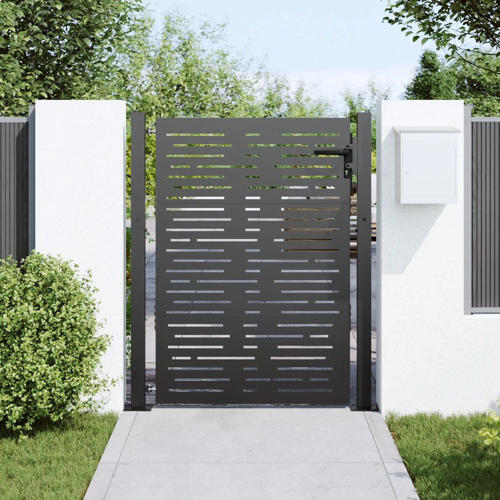 vidaXL Πύλη Κήπου Μαύρο 105 x 125 cm Ατσάλι με Επικάλυψη Πούδρας