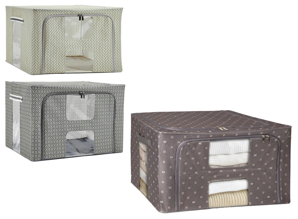 Κουτί Αποθήκευσης Non Woven Με Παράθυρο 72lt 50x40x36cm Σε 3 Σχέδια