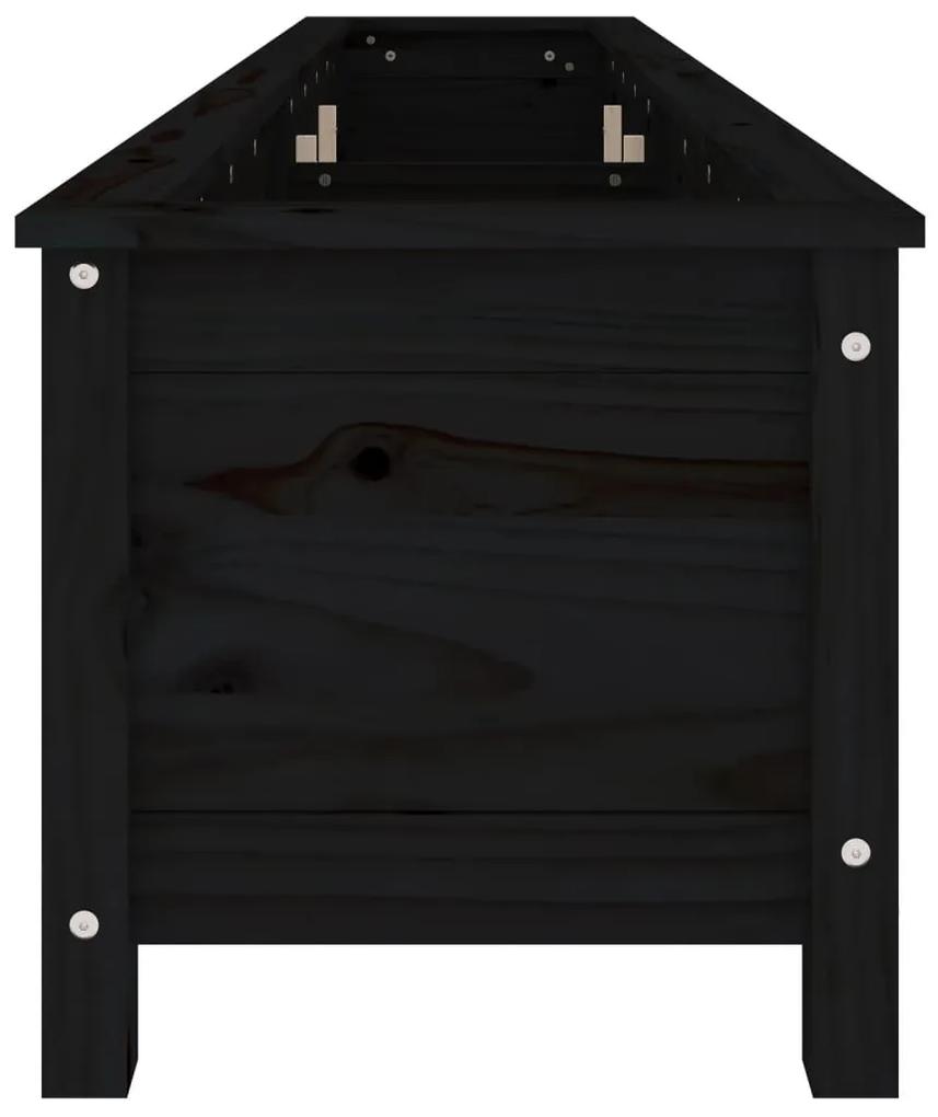Ζαρντινιέρα Υπερυψωμένη Μαύρη 199,5x40x39 εκ. Μασίφ Ξύλο Πεύκου - Μαύρο