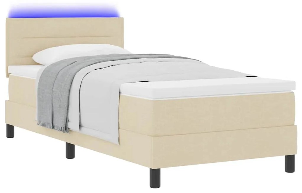 vidaXL Κρεβάτι με ελατήρια με στρώμα Κρεμ 100 x 200 cm ύφασμα