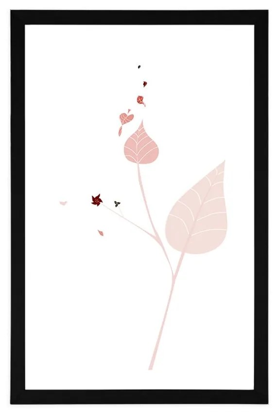 Αφίσα με παρπαστού Φύλλα σε απλή διακόσμηση - 30x45 white
