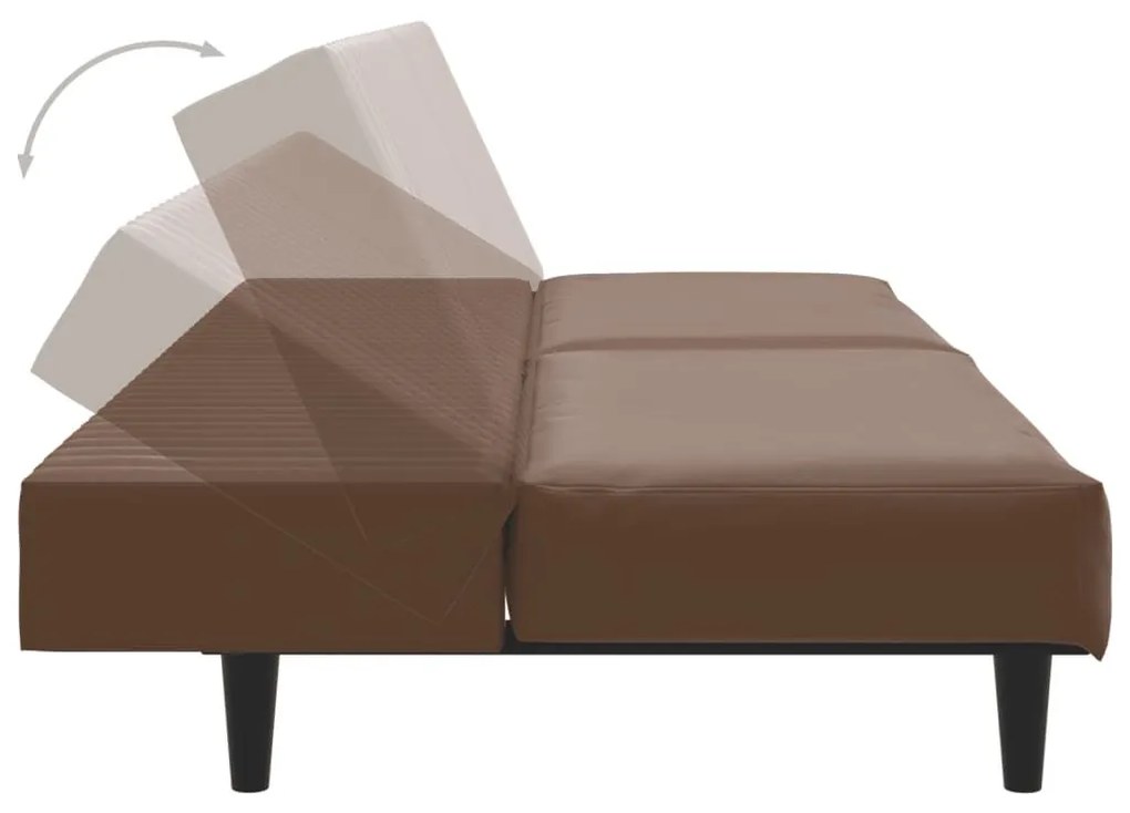 Καναπές Κρεβάτι Διθέσιος Καφέ από Συνθετικό Δέρμα - Καφέ