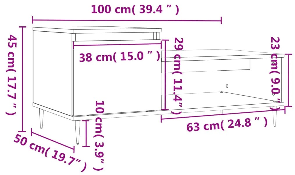 ΤΡΑΠΕΖΑΚΙ ΣΑΛΟΝΙΟΥ ΓΥΑΛ. ΛΕΥΚΟ 100X50X45 ΕΚ. ΕΠΕΞΕΡΓ. ΞΥΛΟ 830822