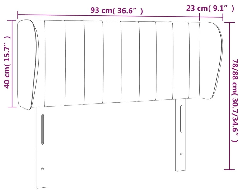 Κεφαλάρι με Πτερύγια Σκούρο Μπλε 93x23x78/88 εκ. Βελούδινο 3117422