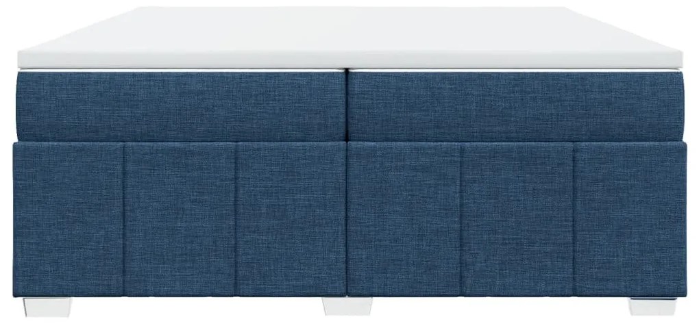 vidaXL Κρεβάτι Boxspring με Στρώμα Μπλε 200x200 εκ. Υφασμάτινο