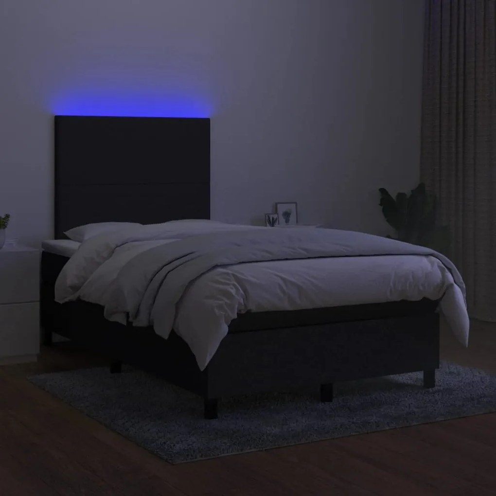 ΚΡΕΒΑΤΙ BOXSPRING ΜΕ ΣΤΡΩΜΑ &amp; LED ΜΑΥΡΟ 120X190 ΕΚ. ΥΦΑΣΜΑΤΙΝΟ 3270185