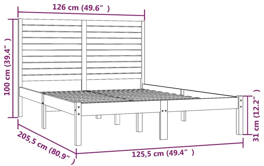 vidaXL Πλαίσιο Κρεβατιού 120 x 200 εκ. από Μασίφ Ξύλο