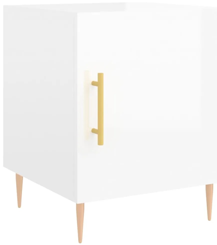 vidaXL Κομοδίνα 2 τεμ. Γυαλ. Λευκό 40 x 40 x 50 εκ. από Επεξεργ. Ξύλο