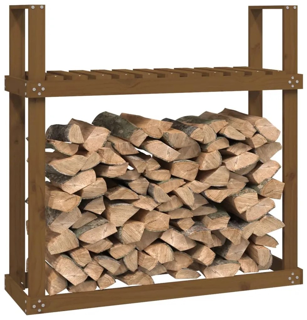 vidaXL Ραφιέρα Καυσόξυλων Καφέ Μελί 110x35x108,5 εκ. Μασίφ Ξύλο Πεύκου
