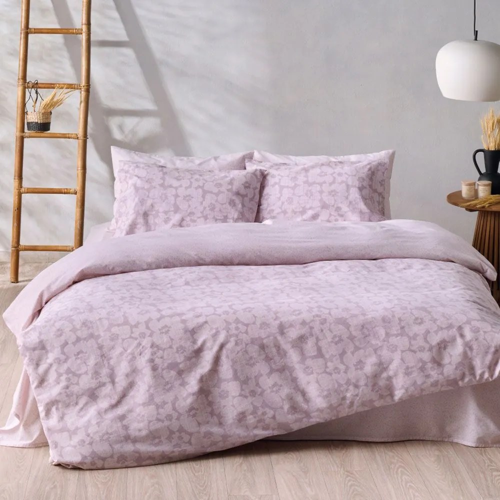 Σεντόνια Gerani 20 (Σετ 4τμχ) Dusty Pink-Old Rose Kentia Υπέρδιπλo 240x270cm 100% Βαμβάκι