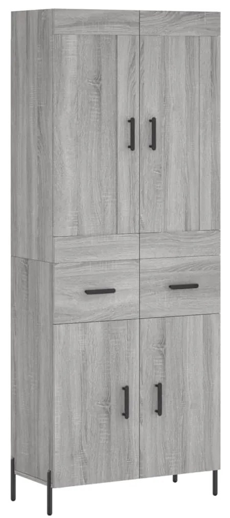 vidaXL Ντουλάπι Γκρι Sonoma 69,5 x 34 x 180 εκ. Επεξεργασμένο Ξύλο