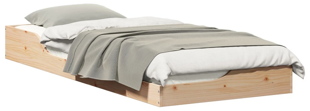vidaXL Κρεβάτι δαπέδου Καφέ 80 x 220 cm Μασίφ ξύλο πεύκου