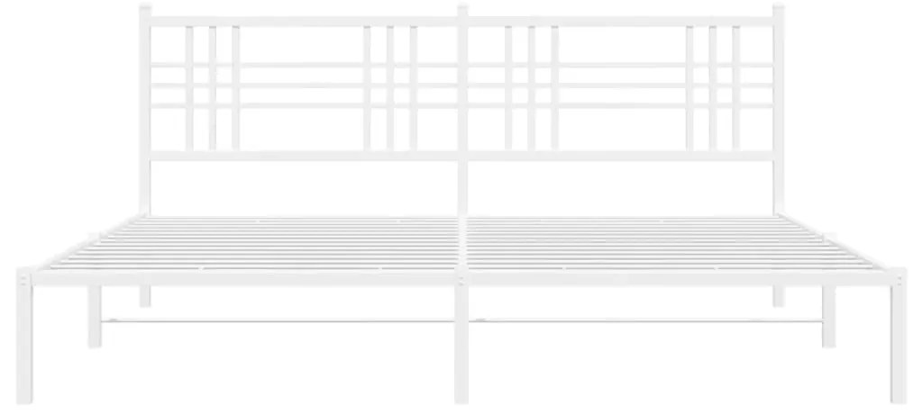 vidaXL Πλαίσιο Κρεβατιού με Κεφαλάρι Λευκό 193 x 203 εκ. Μεταλλικό
