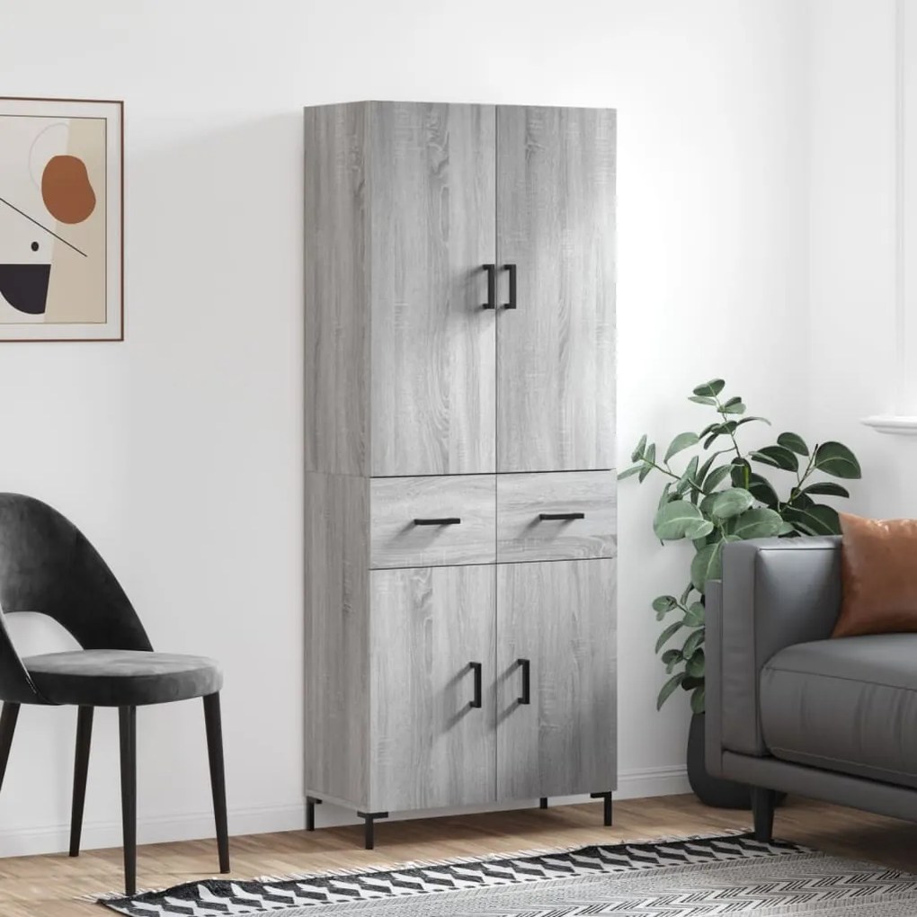 vidaXL Ντουλάπι Γκρι Sonoma 69,5 x 34 x 180 εκ. Επεξεργασμένο Ξύλο