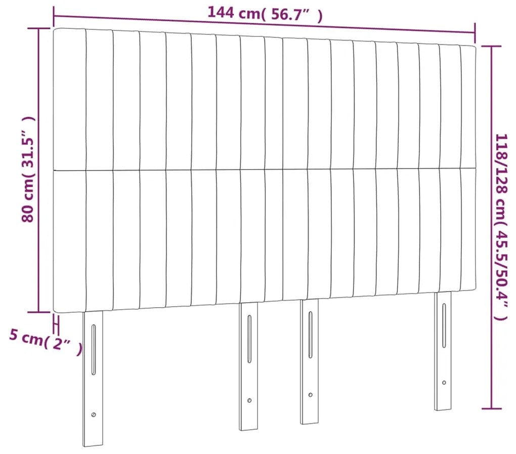 Κεφαλάρι Κρεβατιού LED Μαύρο 144x5x118/128 εκ. Βελούδινο 3122712