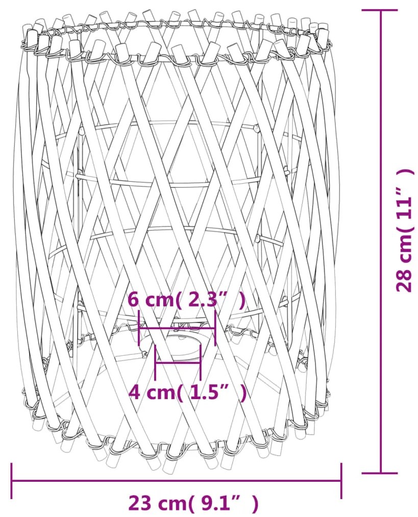 Καπέλο Φωτιστικού Ø23x28 εκ. από Wicker - Καφέ