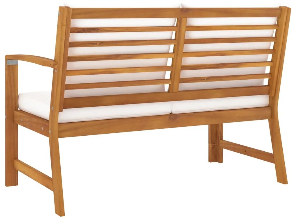 vidaXL Παγκάκι Κήπου 114,5 εκ. από Μασίφ Ξύλο Ακακίας με Κρεμ Μαξιλάρι