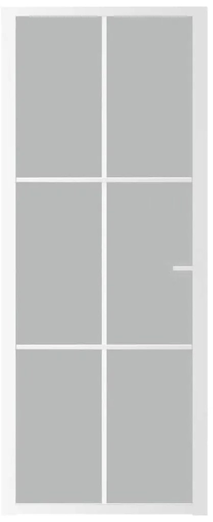 vidaXL Εσωτερική Πόρτα 83x201,5 εκ. Λευκό Ματ Γυαλί και Αλουμίνιο